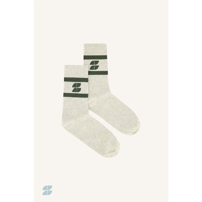 BY BAR logo sparkle grey socks bottle green