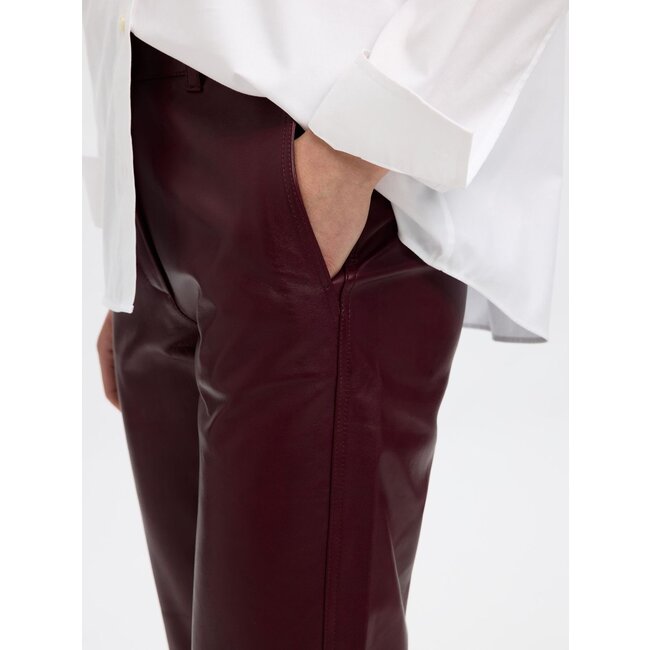 Selected Femme SLFMARIE MW LEATHER PANTS B NOOS Fig