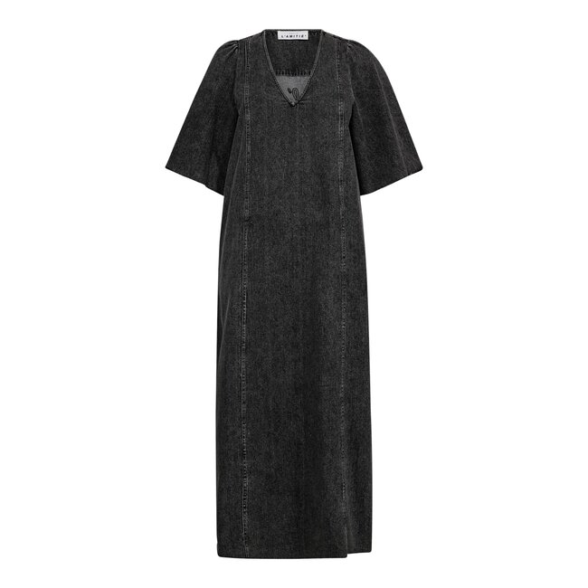 HAUTE L'AMITIÉ Denim Raw Hem Dress Washed Black