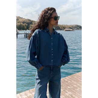 BY BAR sarah short denim blouse medium denim