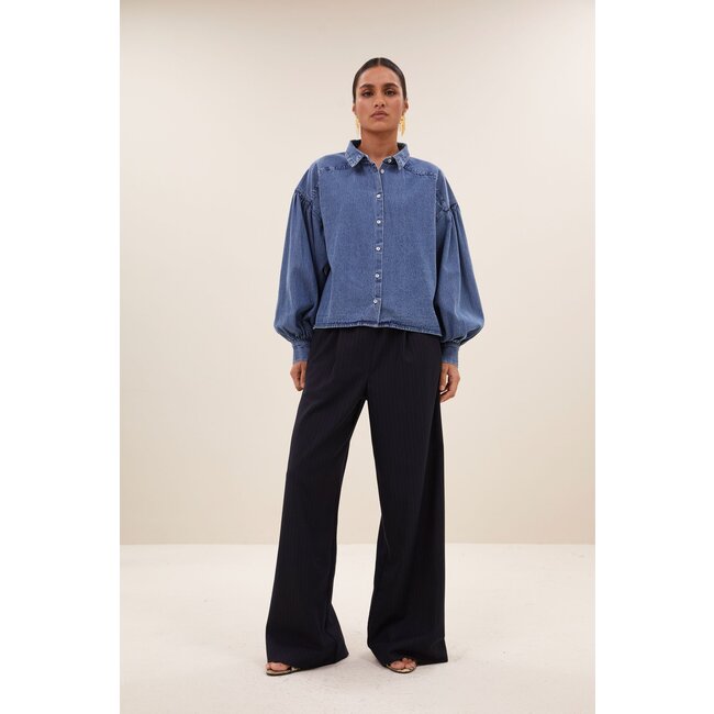 BY BAR sarah short denim blouse medium denim