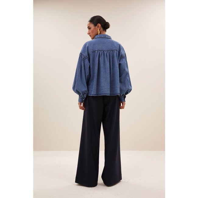BY BAR sarah short denim blouse medium denim