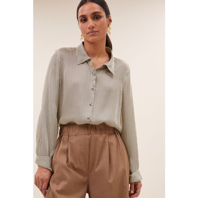 BY BAR joly viscose stripe blouse graphite stripe print