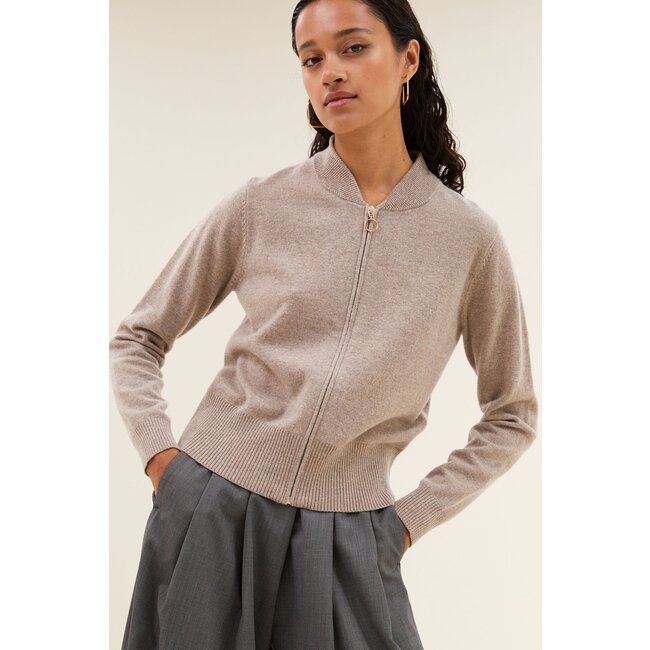BY BAR zipp cardigan dark sand