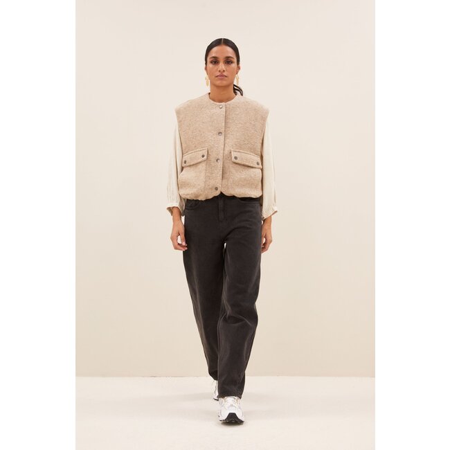 BY BAR maggie sleeveless jacket dark sand
