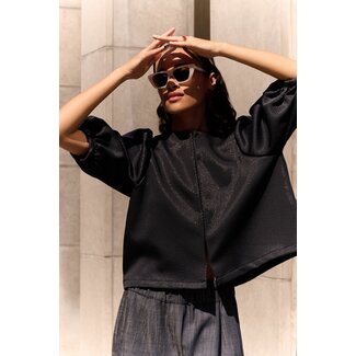 BY BAR mauri gloss stripe blouse midnight