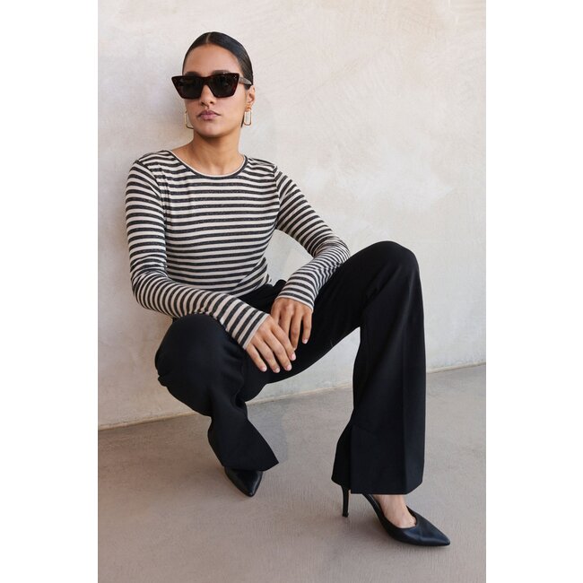 BY BAR basic ls big stripe top chalk