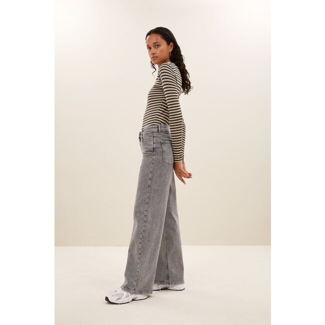 BY BAR basic ls big stripe top chalk