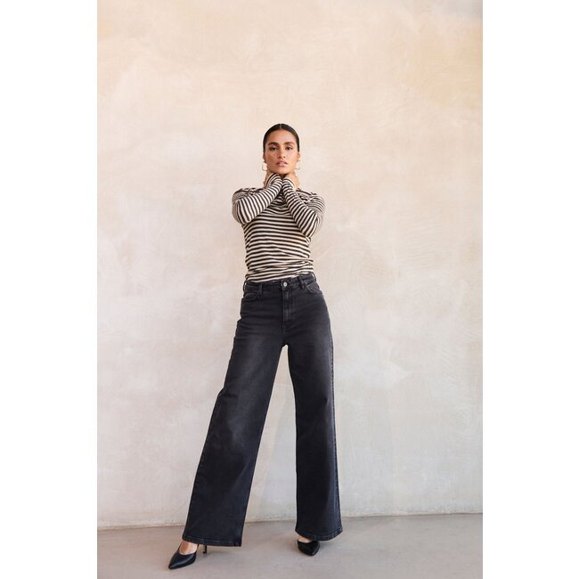 BY BAR basic ls big stripe top chalk