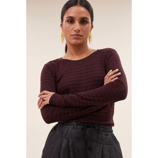 BY BAR basic ls melange stripe top pecan