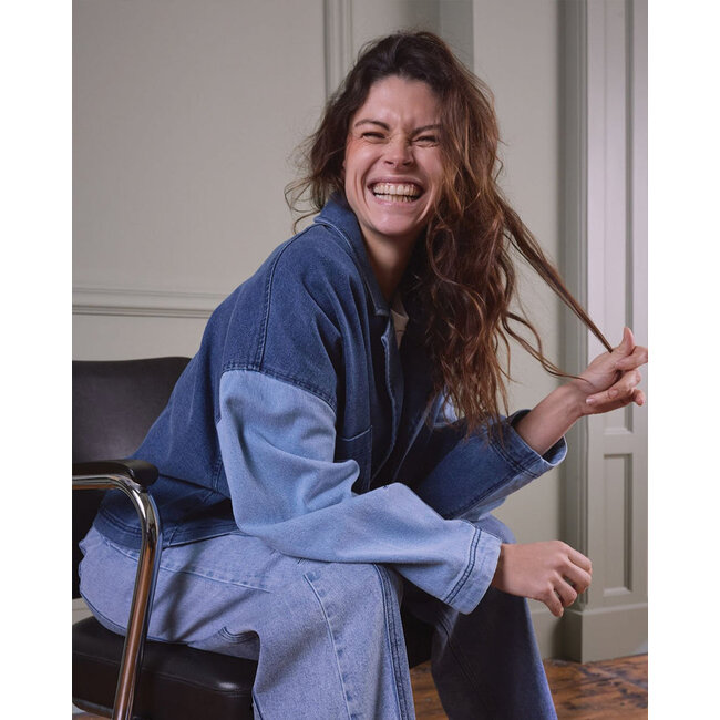 Another Label ALMirre blazer l/s Two tones blue denim