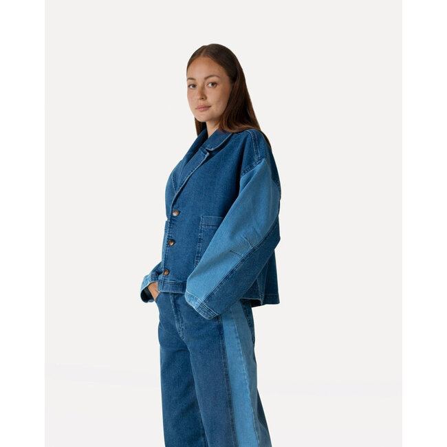 Another Label ALMirre blazer l/s Two tones blue denim