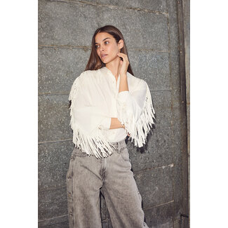 HAUTE L'AMITIÉ Fringe Shirt Off-White