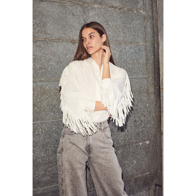 HAUTE L'AMITIÉ Fringe Shirt Off-White