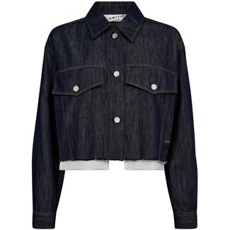 HAUTE L'AMITIÉ Denim Cargo Crop Shirt Dark Denim