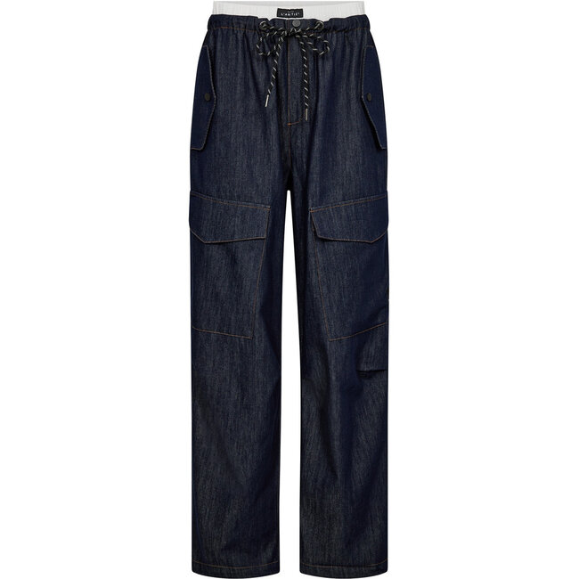 HAUTE L'AMITIÉ Denim Cargo Pull On Tall Trouser Dark Denim