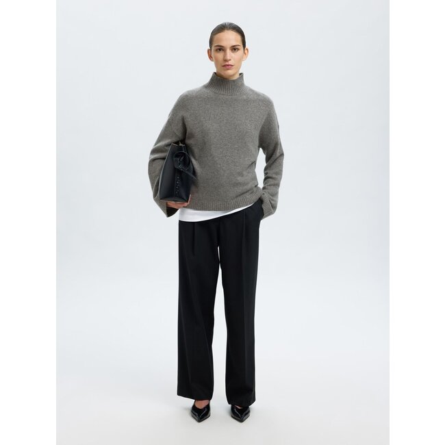 Selected Femme SLFCILLE LS KNIT HIGH NECK NOOS Medium Grey Melange