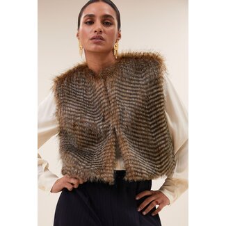 BY BAR nori faux fur gilet brown