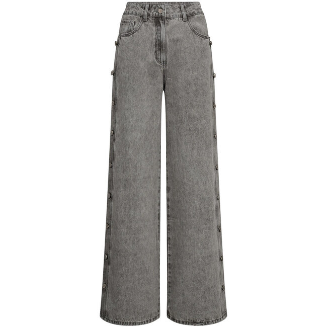 HAUTE L'AMITIÉ Side Panel Button Tall Jeans Light Grey