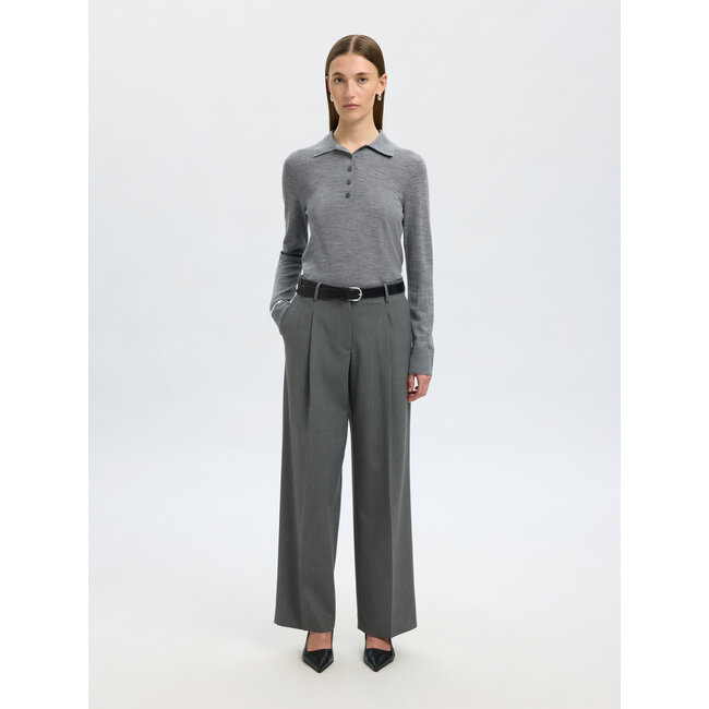 Selected Femme SLFWIDE-RITA LANO MW PANT NOOS Medium Grey Melange
