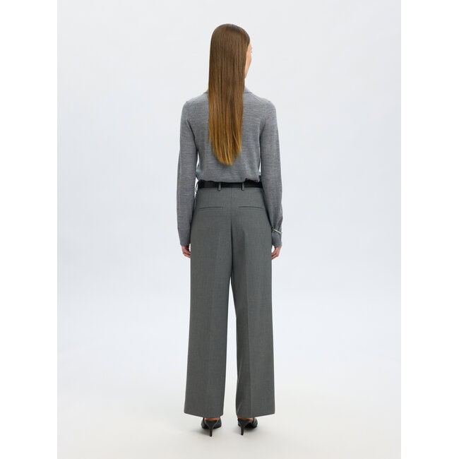 Selected Femme SLFWIDE-RITA LANO MW PANT NOOS Medium Grey Melange