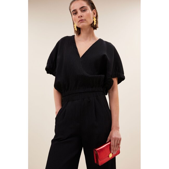 BY BAR mabel structure stripe blouse jet black