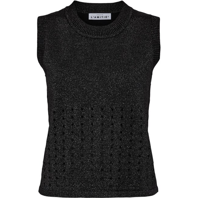 HAUTE L'AMITIÉ Hole Lurex Knit Top Black