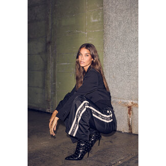 HAUTE L'AMITIÉ Baggy Lurex Logo Tall Track Pants Black