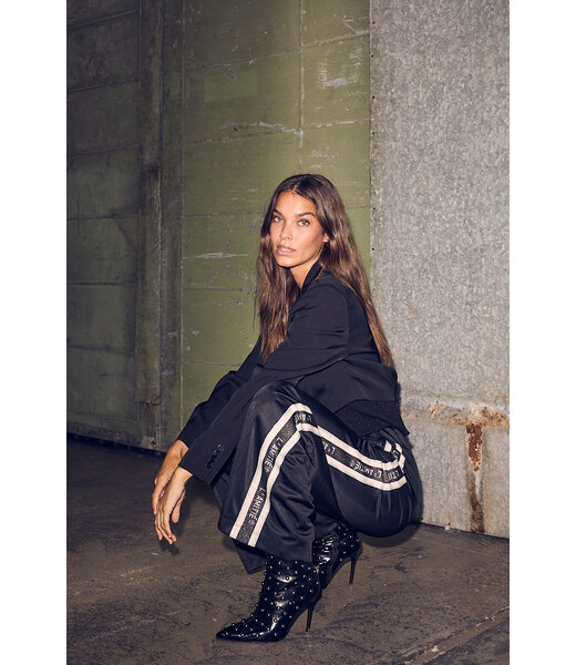 HAUTE L'AMITIÉ Baggy Lurex Logo Tall Track Pants Black