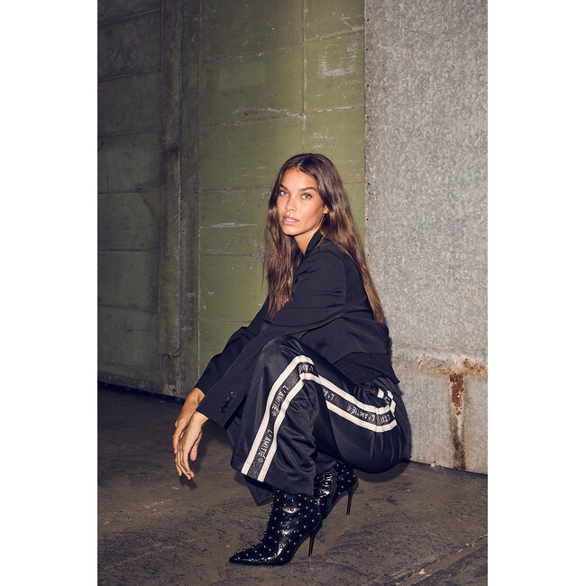 HAUTE L'AMITIÉ Baggy Lurex Logo Tall Track Pants Black