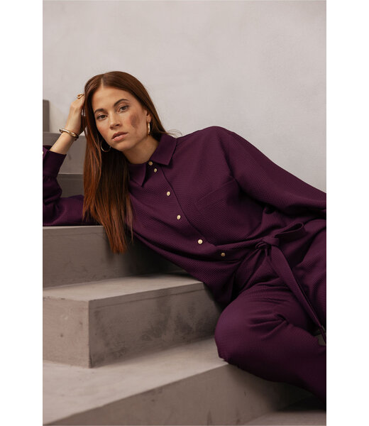Studio Anneloes Melani waffle blouse blackberry