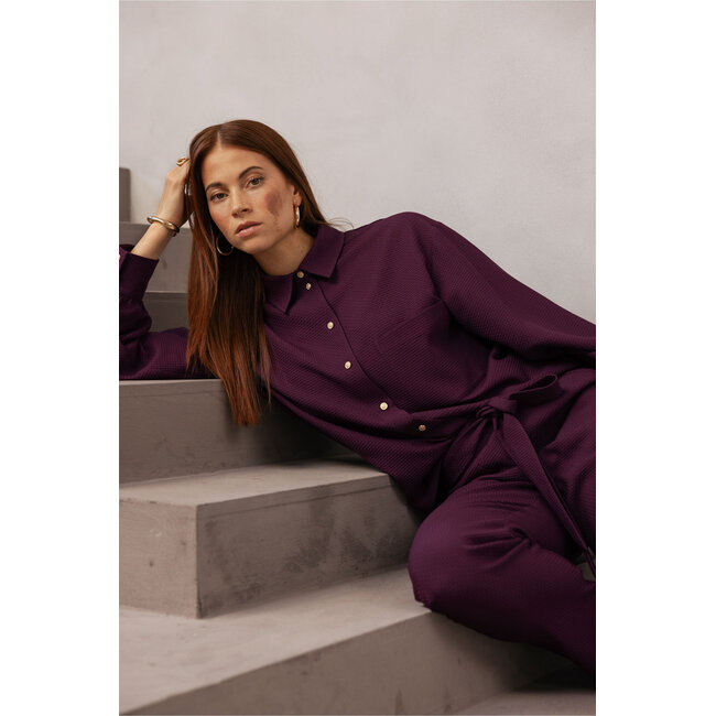 Studio Anneloes Melani waffle blouse blackberry