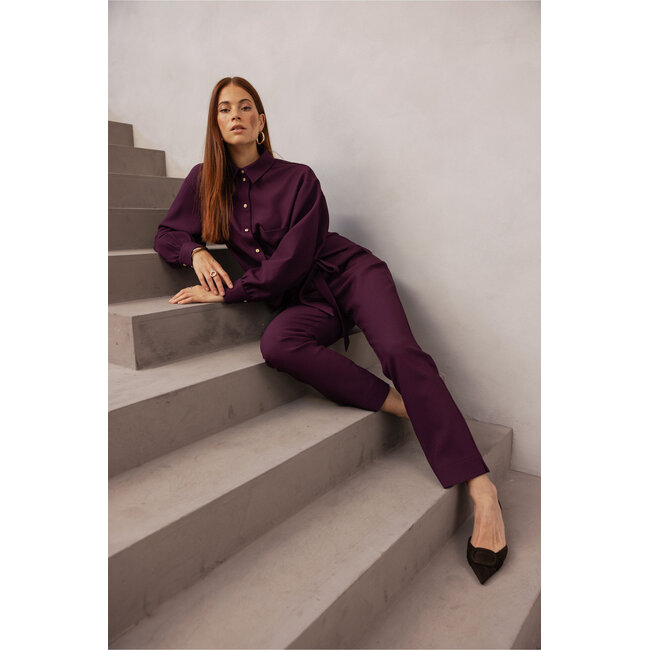 Studio Anneloes Zarja waffle trousers blackberry