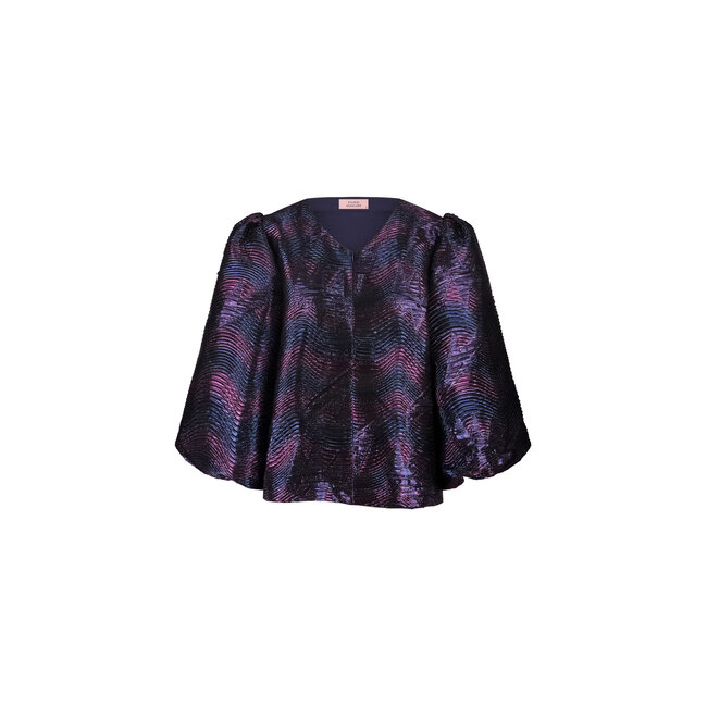 Studio Anneloes Eliza wave jacquard top dark blue/ vintage
