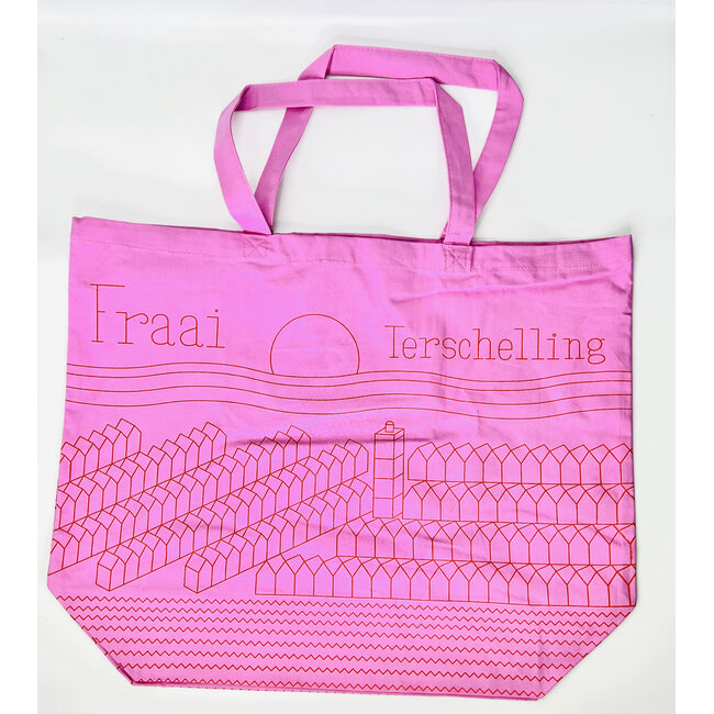 Fraai canvas shopper Roze West rode print