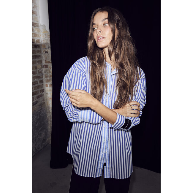 HAUTE L'AMITIÉ Lark Mix Stripe Shirt White/ Blue Mix
