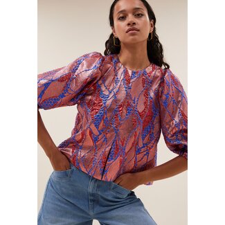 BY-BAR mauri jacquard blouse coral