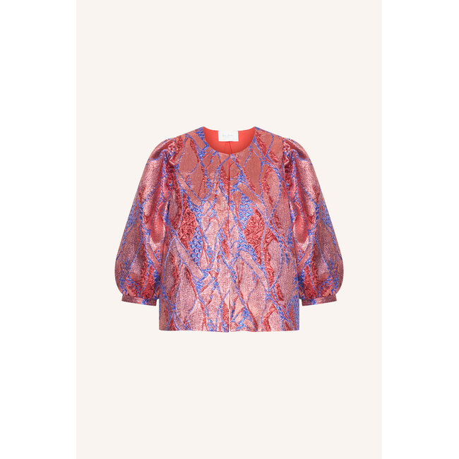 mauri jacquard blouse coral