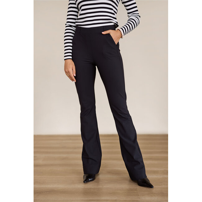 FLAIR LONG BONDED TROUSERS – BLACK