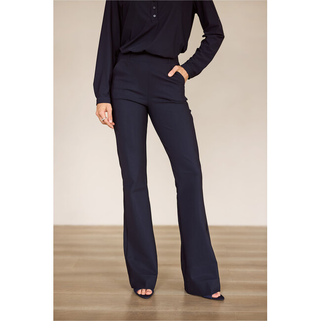 Studio Anneloes FLAIR LONG BONDED TROUSERS – DARK BLUE