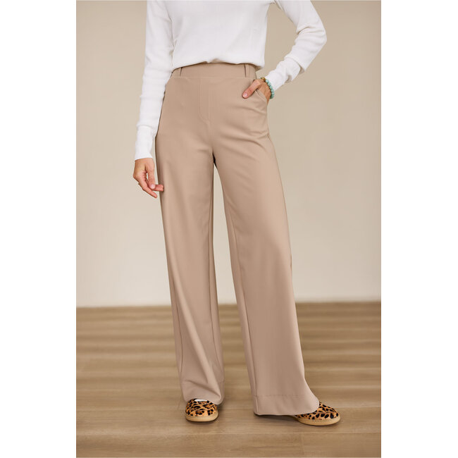 LEXIE BONDED TROUSERS- LATTE