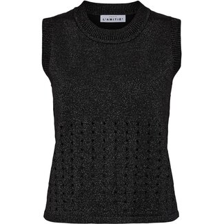 HAUTE L'AMITIÉ Hole Lurex Knit Top Black