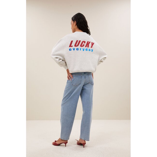 bibi melange lucky everyday sweater light grey melee