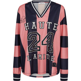 HAUTE L'AMITIÉ HL24 Stripe Football Blouse Navy/Pink