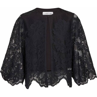 HAUTE L'AMITIÉ Curvey Lace Hem Bolero Black