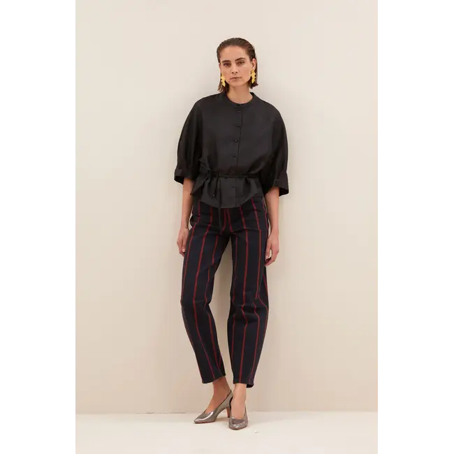 christi bubble blouse black