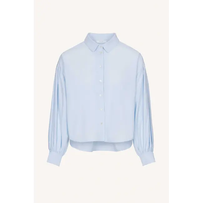 sarah short chambray blouse light blue
