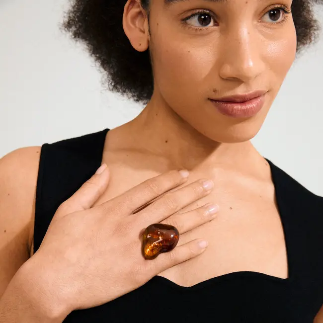 Lian ring gold plated brown