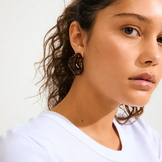 LIAN earrings gold-plated/brown