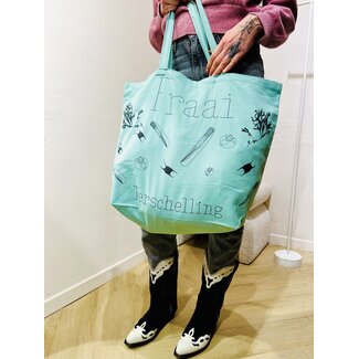 Fraai canvas shopper Groen vloedlijn